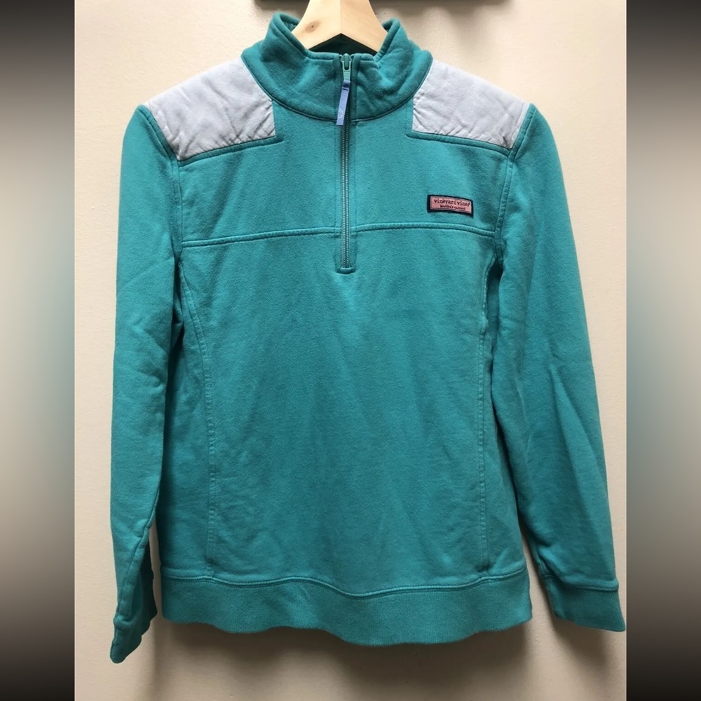 Vineyard Vines Womens Green 1/4 Zip Mock Neck Pullover Sweatshirt Size S Small